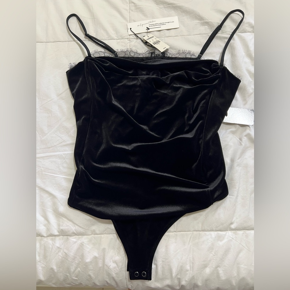 Express brand lace velvet bodysuit
